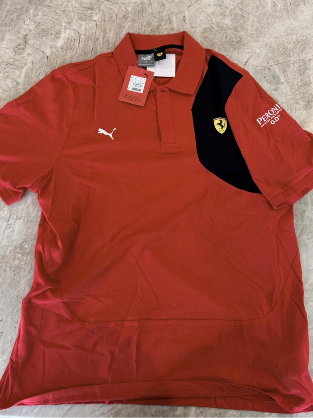 Puma Red Polo with Black Contrast and Ferrari Shield